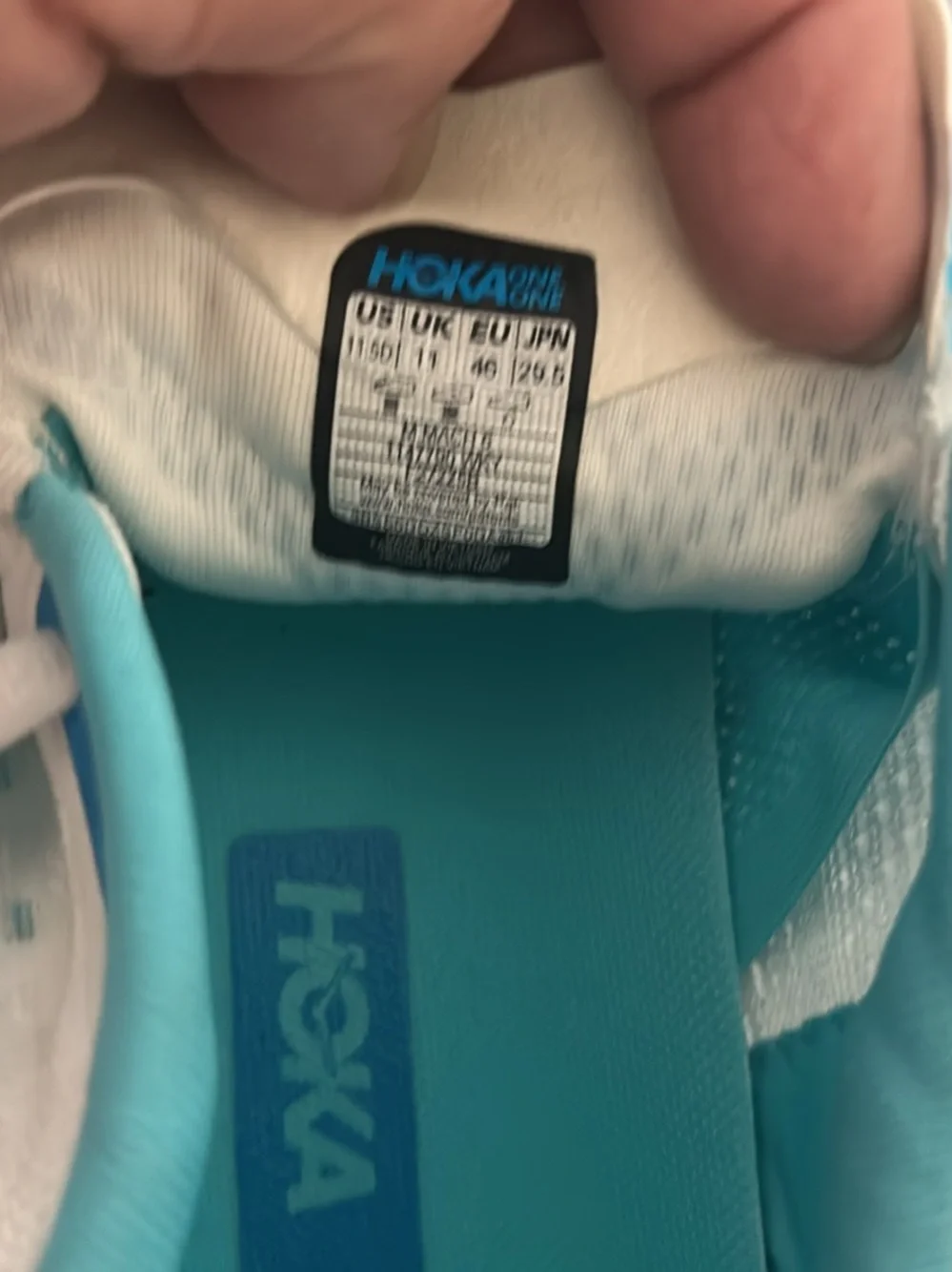 Hoka  White and Turquoise Blue Running Sneakers